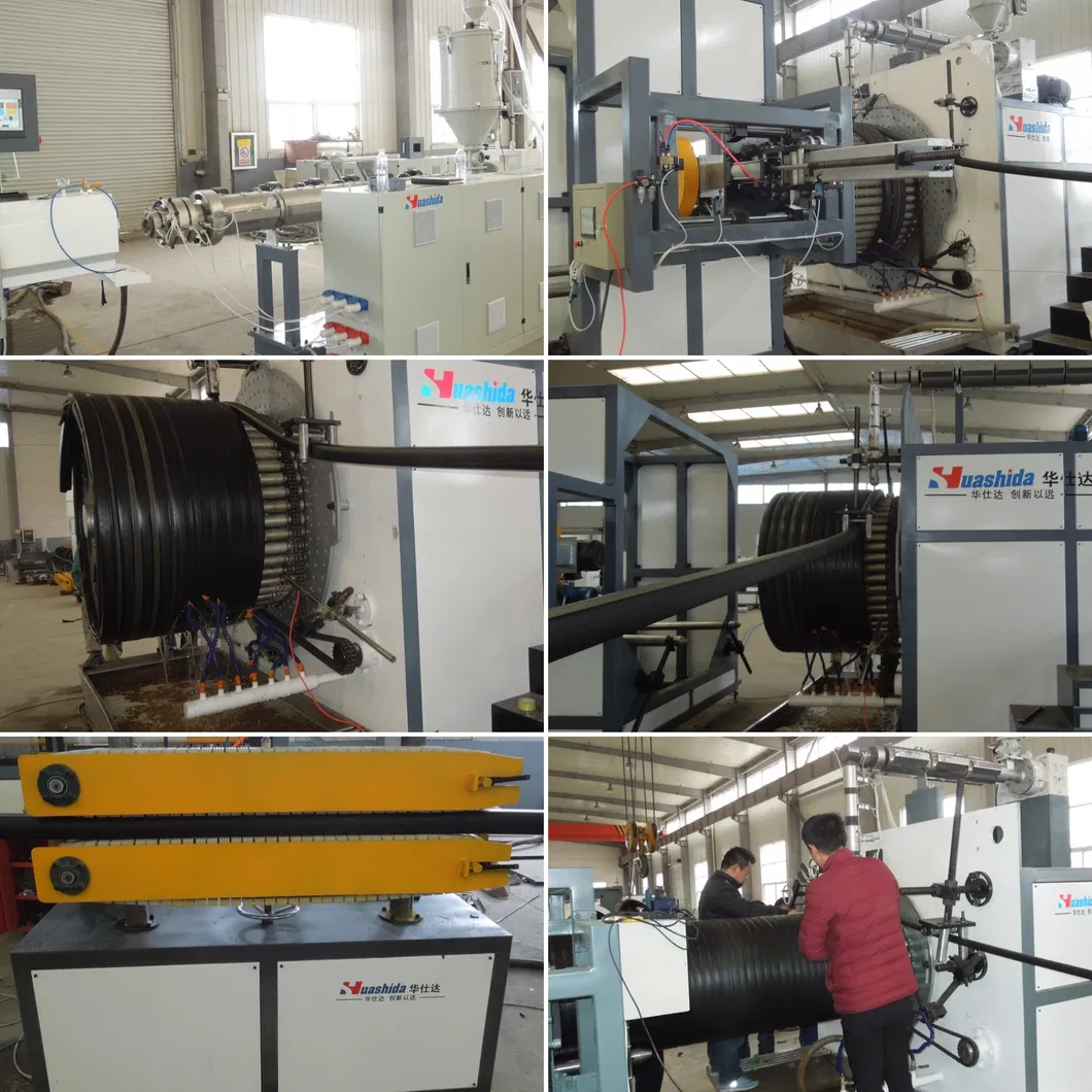 Equipo de tubería de enrollamiento en pared hueca de HDPE con extrusora de tornillo único de diámetro de 300-1200 mm y control PLC de Siemens 5