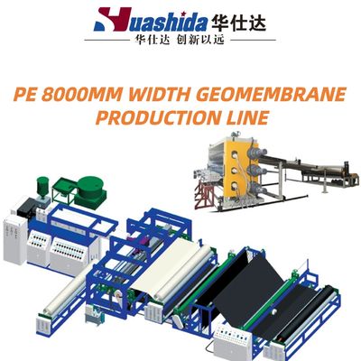 गुणवत्ता  High Efficiency Geo-Membrane Film Extrusion Line with 0.1-3.0mm Thickness and 8000mm Width for Plastic Geomembrane Production कारखाना