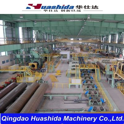 3PE Anti Corrrosive Steel Pipe Making Machine With Sand Blasting And Rust Removal