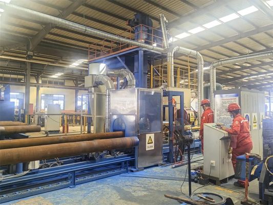 PLC Controlled Internal FBE + External 3LPE Coating Machinery with Shot Blasting and 1 Year Warranty for Steel Pipelines