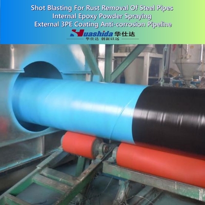 Shot Blasting for Rust Removal Steel Pipes Internal Epoxy Powder Spraying and External 3PE Coating Anti-Corrosion Pipeline