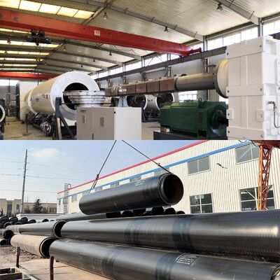 Ligne de production de tuyaux pré-isolés en PEHD couverts de PU avec coupe planétaire sans poussière et contrôle PLC Siemens pour le transport municipal d'eau et de gaz