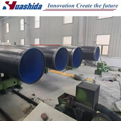 Garis produksi pipa pelapis 3LPE yang dikendalikan PLC secara otomatis dengan perlindungan FBE internal dan 3LPE eksternal