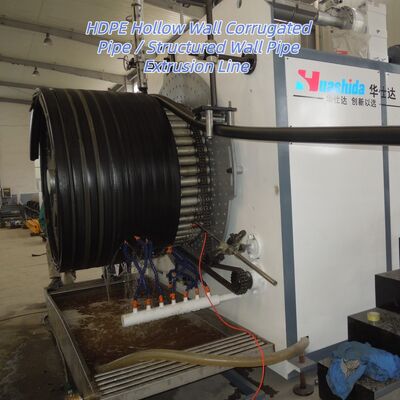 Línea de extrusión de tuberías de HDPE para la producción de tuberías de pared hueca enrollada de 300 mm a 3000 mm con alta rigidez anular y vida útil de 50 años