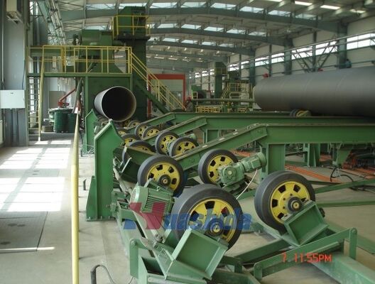 Sa2.5 Steel Pipe Outer Wall Shot Blasting Abrator Blaster line