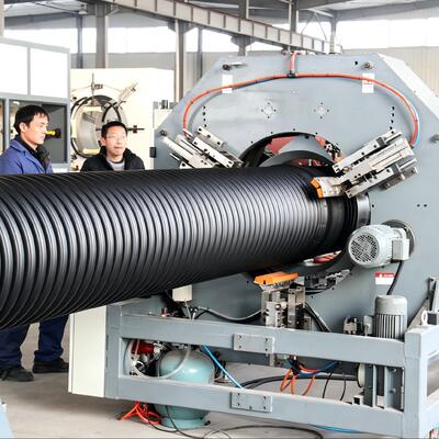 HDPE PP Double Wall Corrugated Pipe Production Line  With Plastic Extruder